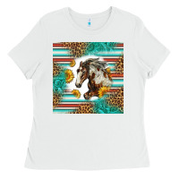 White western mustang horse Ladies Tee - LillyAllenDesigns