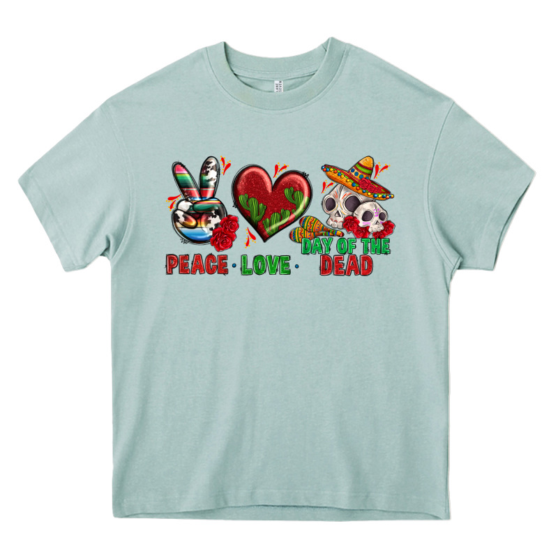 Peace Love Day Of The Dead Heavy Core Tee by BundleAndBundleShop | Teevron