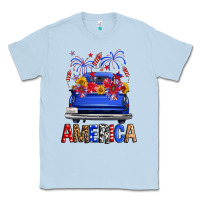Dusty Blue Western Fourth Of July America Truck Classic Tee - FaDigitalArtStudio