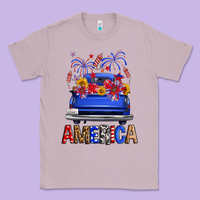 Western Fourth Of July America Truck Classic Tee Designed By Fadigitalartstudio