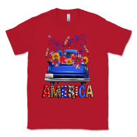 Red Western Fourth Of July America Truck Classic Tee - FaDigitalArtStudio