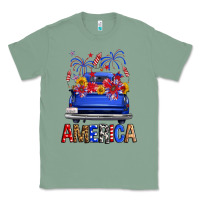 Sage Western Fourth Of July America Truck Classic Tee - FaDigitalArtStudio