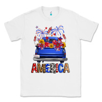 White Western Fourth Of July America Truck Classic Tee - FaDigitalArtStudio