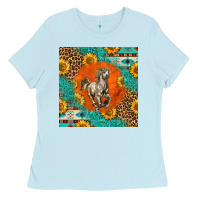 Baby Blue western percheron horse Ladies Tee - LillyAllenDesigns