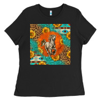Black western percheron horse Ladies Tee - LillyAllenDesigns