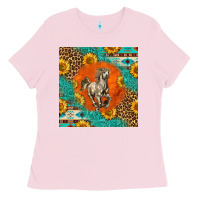 Bubblegum Pink western percheron horse Ladies Tee - LillyAllenDesigns