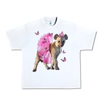 White Baby Hyena With Tutu Urban Heavy Tee - LillyAllenDesigns
