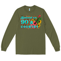 Army Green raised 90's country guitar cactus sunflower's Long Sleeve Tee - Artiststas