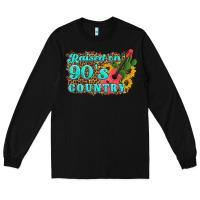 Black raised 90's country guitar cactus sunflower's Long Sleeve Tee - Artiststas