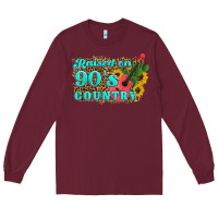 Burgundy raised 90's country guitar cactus sunflower's Long Sleeve Tee - Artiststas