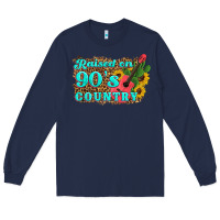 Navy raised 90's country guitar cactus sunflower's Long Sleeve Tee - Artiststas