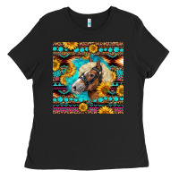 Black Haflinger Horse Aztec Ladies Tee - LillyAllenDesigns
