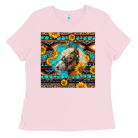 Bubblegum Pink Haflinger Horse Aztec Ladies Tee - LillyAllenDesigns