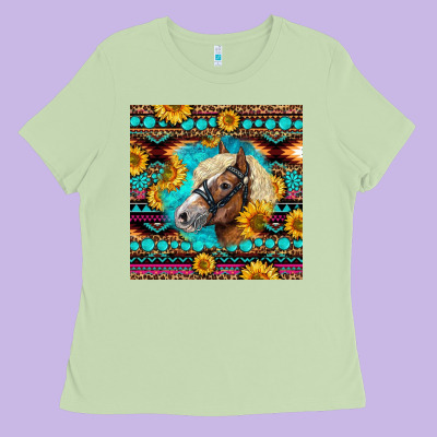 Haflinger Horse Aztec Ladies Tee Designed By Lillyallendesigns