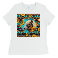 White Haflinger Horse Aztec Ladies Tee - LillyAllenDesigns