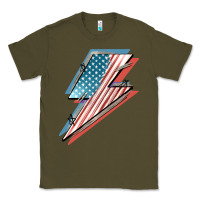 Army Green American flag lightning bolt 4th of july Classic Tee - FaDigitalArtStudio