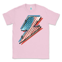 Bubblegum Pink American flag lightning bolt 4th of july Classic Tee - FaDigitalArtStudio