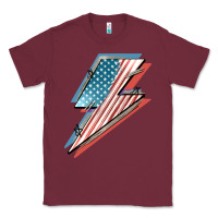 Burgundy American flag lightning bolt 4th of july Classic Tee - FaDigitalArtStudio