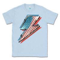 Dusty Blue American flag lightning bolt 4th of july Classic Tee - FaDigitalArtStudio