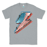 Heather Grey American flag lightning bolt 4th of july Classic Tee - FaDigitalArtStudio