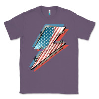 Lavender American flag lightning bolt 4th of july Classic Tee - FaDigitalArtStudio