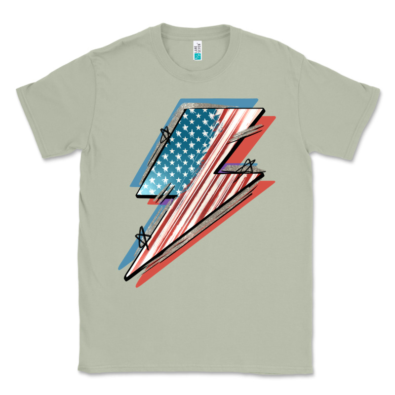 American Flag Lightning Bolt 4th Of July Classic Tee by FaDigitalArtStudio | Teevron