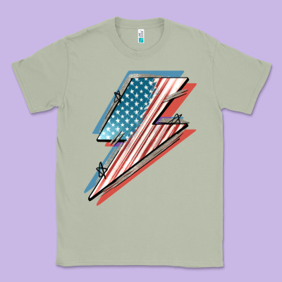 American Flag Lightning Bolt 4th Of July Classic Tee Designed By Fadigitalartstudio