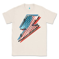 Natural American flag lightning bolt 4th of july Classic Tee - FaDigitalArtStudio