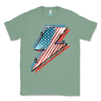 Sage American flag lightning bolt 4th of july Classic Tee - FaDigitalArtStudio