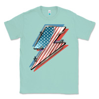 Seafoam American flag lightning bolt 4th of july Classic Tee - FaDigitalArtStudio