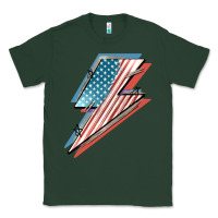 Sports Green American flag lightning bolt 4th of july Classic Tee - FaDigitalArtStudio