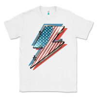 White American flag lightning bolt 4th of july Classic Tee - FaDigitalArtStudio