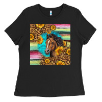 Black quarter horse aztec pattern Ladies Tee - LillyAllenDesigns