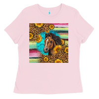 Bubblegum Pink quarter horse aztec pattern Ladies Tee - LillyAllenDesigns