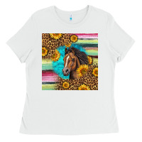 White quarter horse aztec pattern Ladies Tee - LillyAllenDesigns