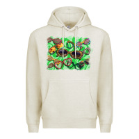 Oatmeal Heather sunglasses background Premium Hoodie - BarkalooDesign