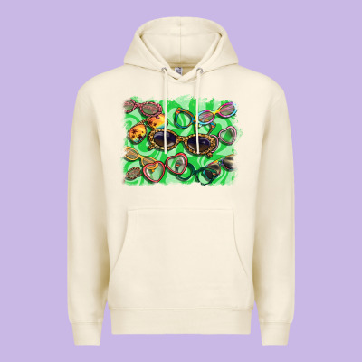 Sunglasses Background Premium Hoodie Designed By Barkaloodesign