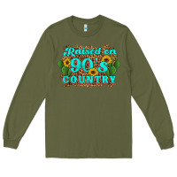 Army Green raised 90's country cactus sunflower's Long Sleeve Tee - Artiststas
