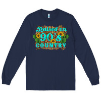 Navy raised 90's country cactus sunflower's Long Sleeve Tee - Artiststas