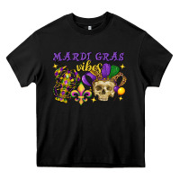 Black mardi gras vibes skull Heavy Core Tee - FaDigitalArtStudio