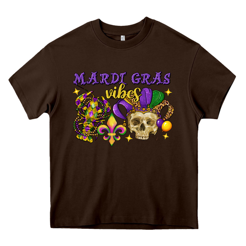 Mardi Gras Vibes Skull Heavy Core Tee by FaDigitalArtStudio | Teevron