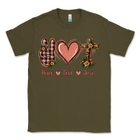 Army Green Peace Love Jesus Classic Tee - Jasminsmagicworld