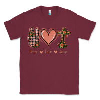 Burgundy Peace Love Jesus Classic Tee - Jasminsmagicworld