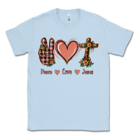 Dusty Blue Peace Love Jesus Classic Tee - Jasminsmagicworld