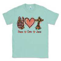 Seafoam Peace Love Jesus Classic Tee - Jasminsmagicworld