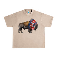 French Oak american bison with indian headdress Urban Heavy Tee - RanaPortraitStore