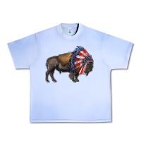 Grape Ice american bison with indian headdress Urban Heavy Tee - RanaPortraitStore