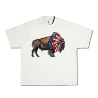 Pistachio american bison with indian headdress Urban Heavy Tee - RanaPortraitStore