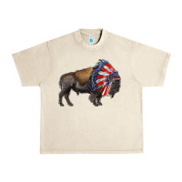 Sandshell american bison with indian headdress Urban Heavy Tee - RanaPortraitStore
