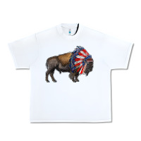 White american bison with indian headdress Urban Heavy Tee - RanaPortraitStore